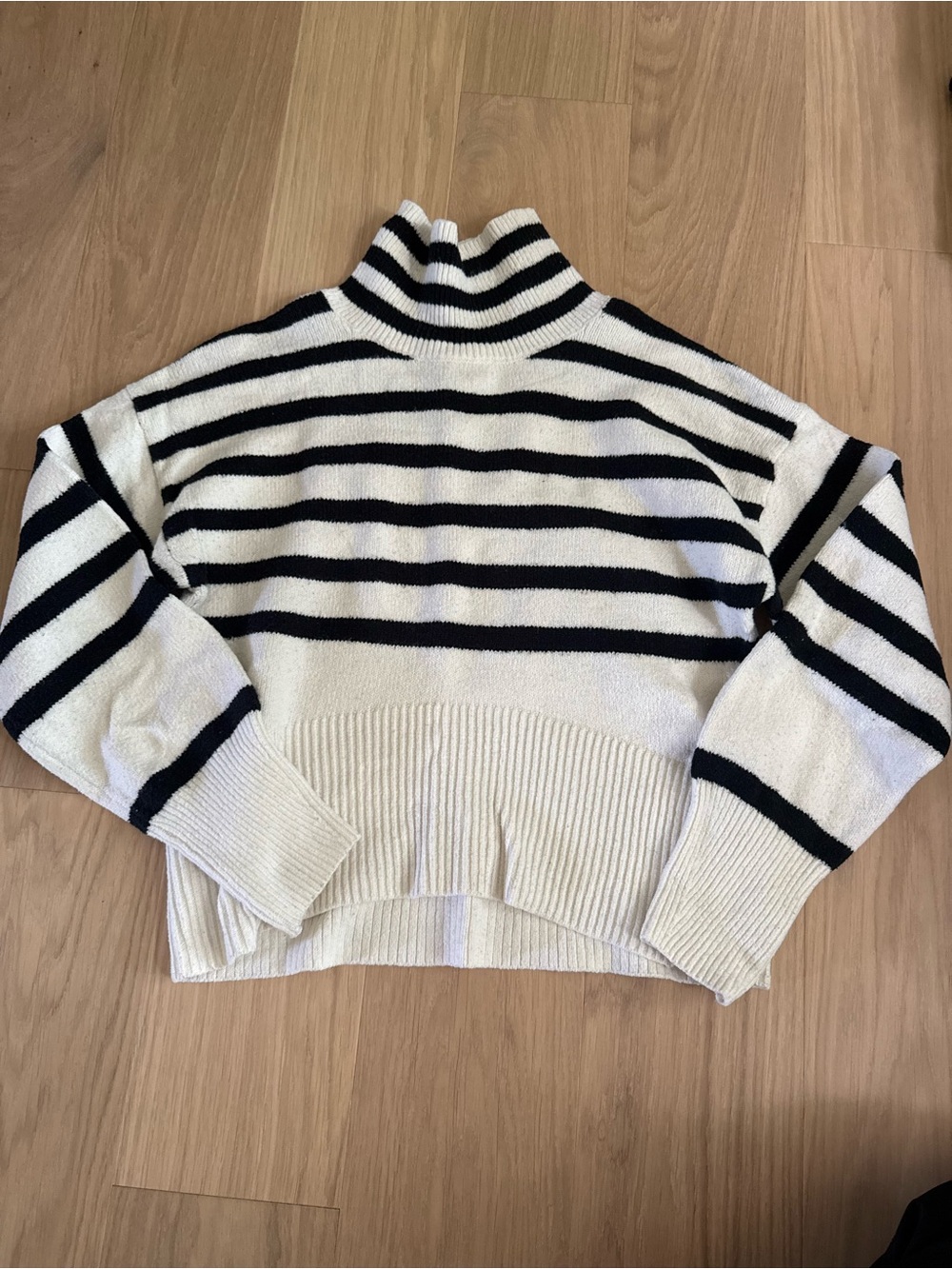 a new day Black & White Striped Turtleneck Sweater